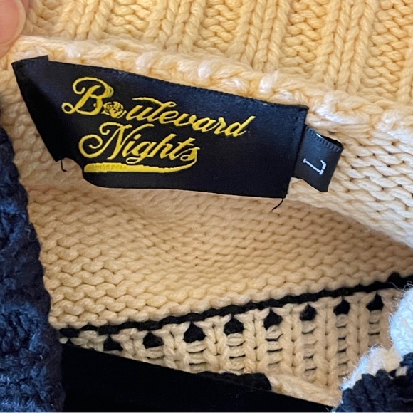 Boulevard Nights Skull & Crossbones Zip Cardigan Edgy Streetcore Goth Large - Picture 8 of 10